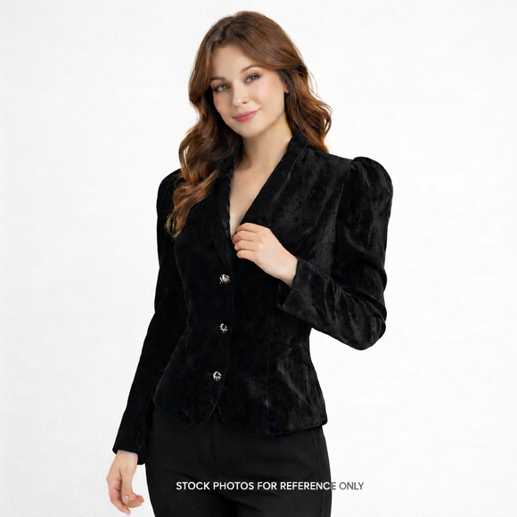 Tatyana Jackets & Blazers - Tatyana Black Velvet Puff Sleeve Blazer XS Pinup Gothic Old Hollywood Vintage